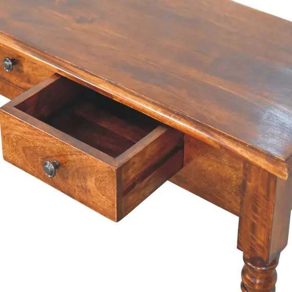 Buy Turned Legs 3 Drawer Chestnut Console, 6 image