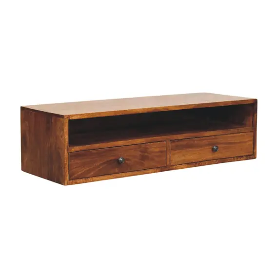 Buy Lunar 2 Drawer Chestnut Wall Mounted Media Unit, 2 image