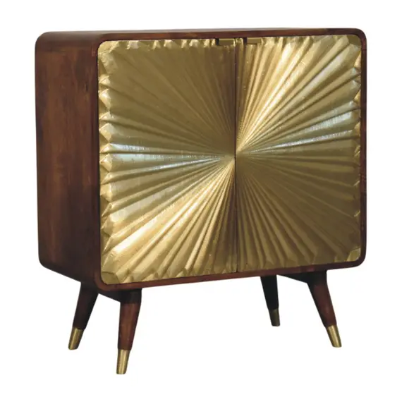 Buy Avora Brass Embossed 2 Door Chestnut Cabinet, 2 image