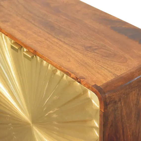 Buy Avora Brass Embossed 2 Door Chestnut Cabinet, 4 image