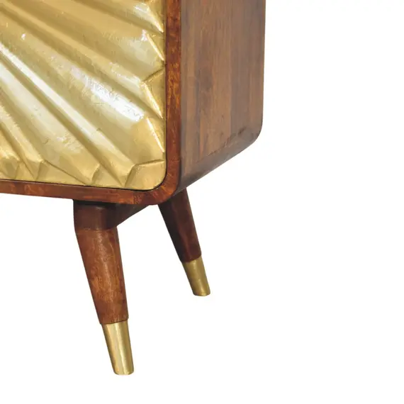 Buy Avora Brass Embossed 2 Door Chestnut Cabinet, 6 image