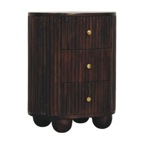 Buy Curved Fluted 3-Drawer Bedside