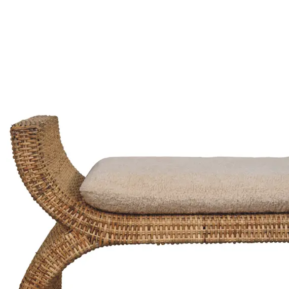 Buy Rattan Weave Boucle Bench, 4 image