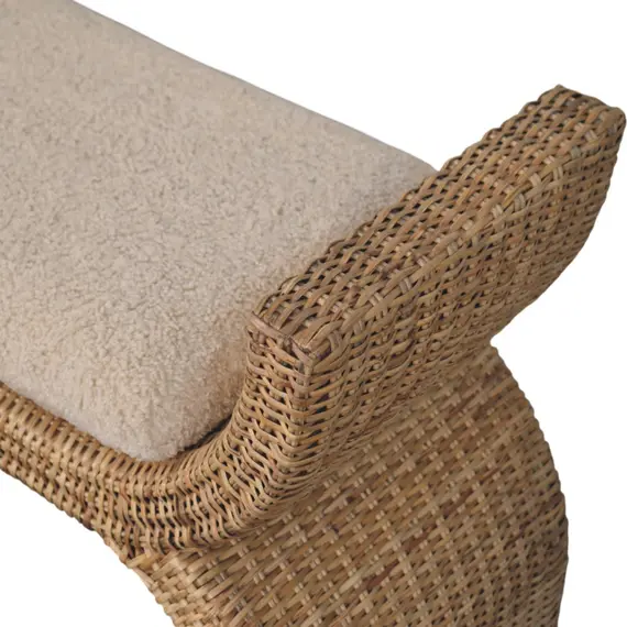 Buy Rattan Weave Boucle Bench, 5 image