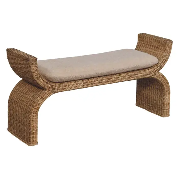 Buy Rattan Weave Boucle Bench, 7 image